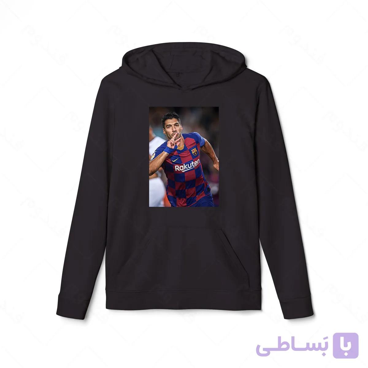 هودی سیاه طرح سوارز کد 037 — تصویر 1