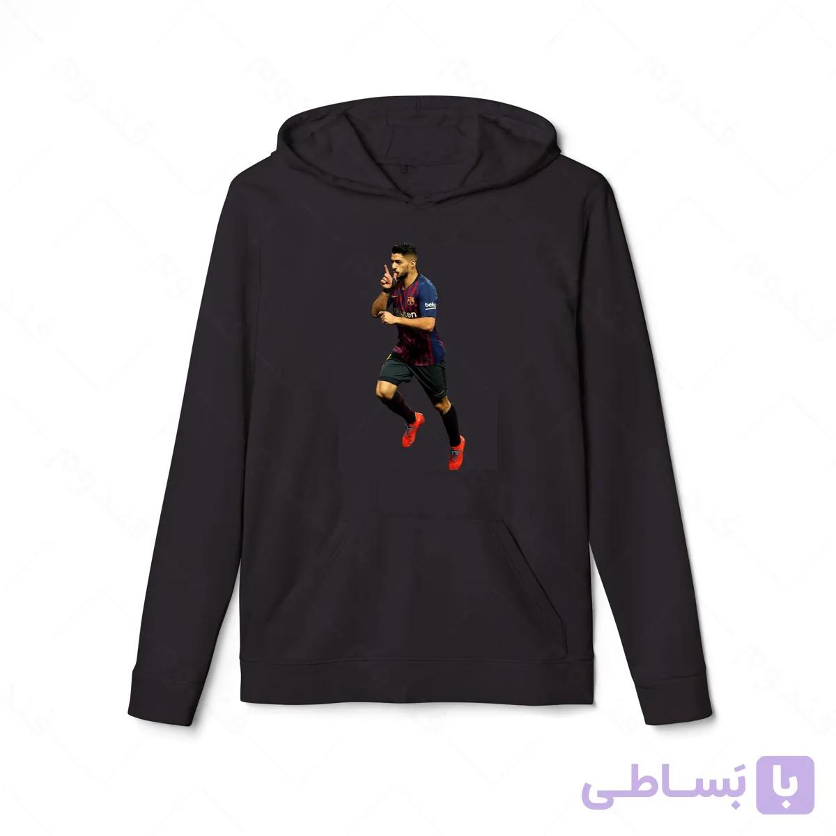 هودی سیاه طرح سوارز کد 031 — تصویر 1