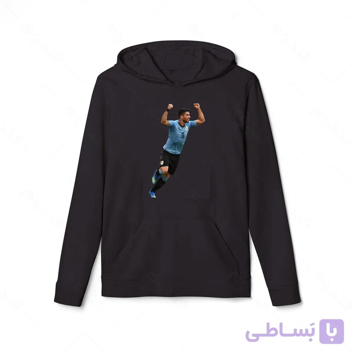 هودی سیاه طرح سوارز کد 034 — تصویر 1