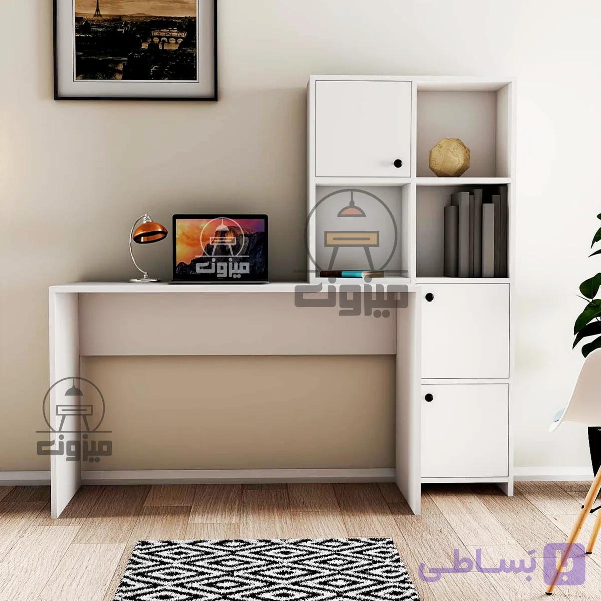 میزتحریر مدل پندار دو سفید میزون چوب — تصویر 1