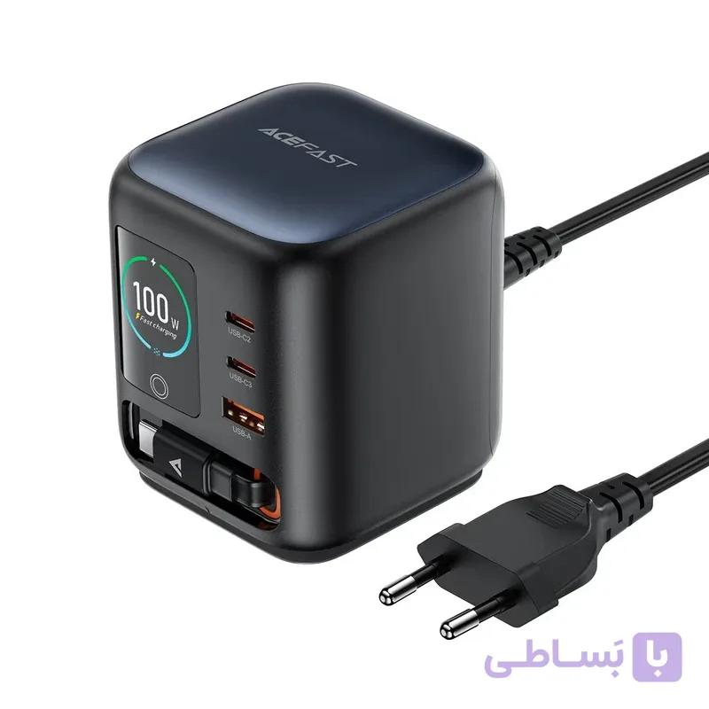 شارژر رومیزی ایس فست ACEFAST 100W GaN Z10 با کابل متصل جمع شونده — تصویر 1