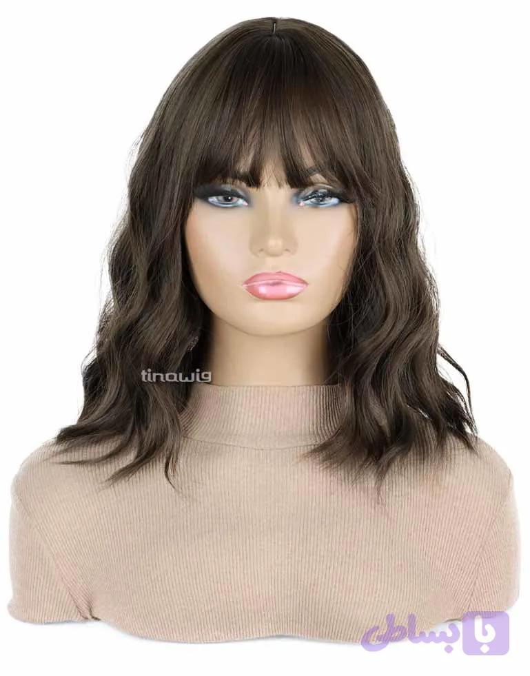 کلاه گیس زنانه کدchloe40-8 با موی مصنوعی رنگ قهوه ای مدل کلوئه — تصویر 1