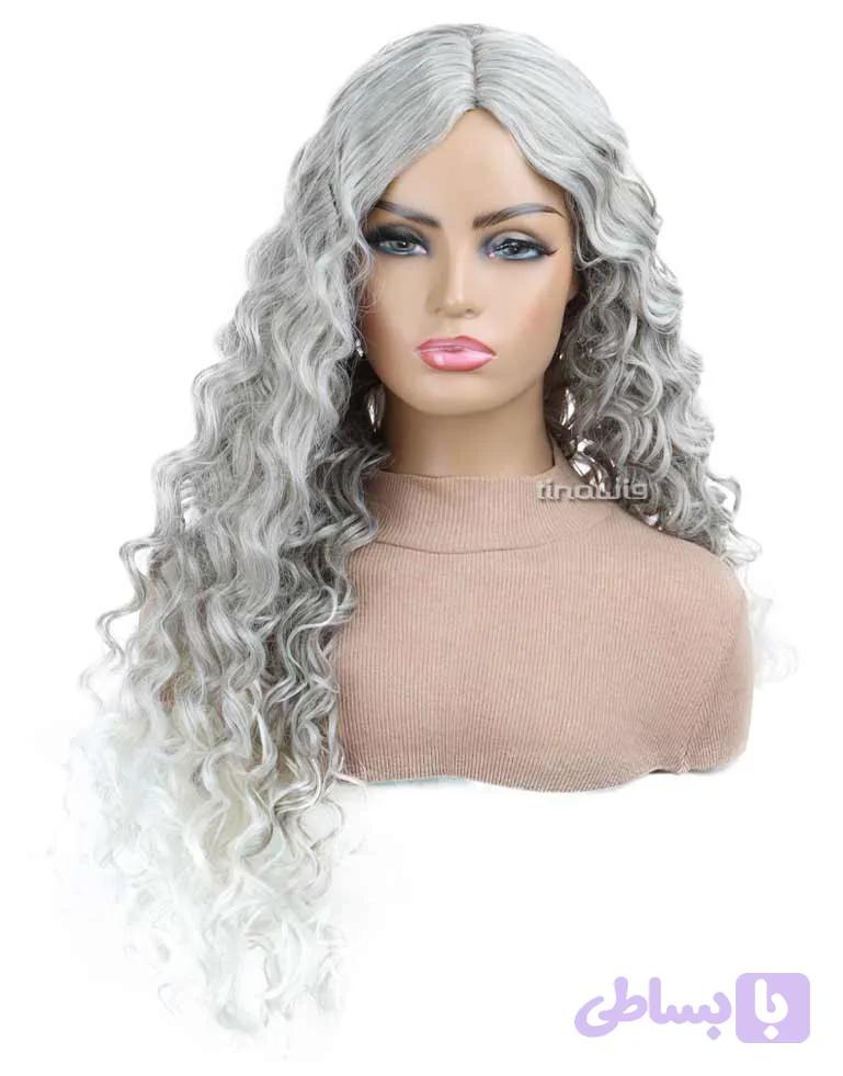کلاه گیس زنانه کدvaneCL-89T60 با موی مصنوعی بالیاژ نقره ای — تصویر 1