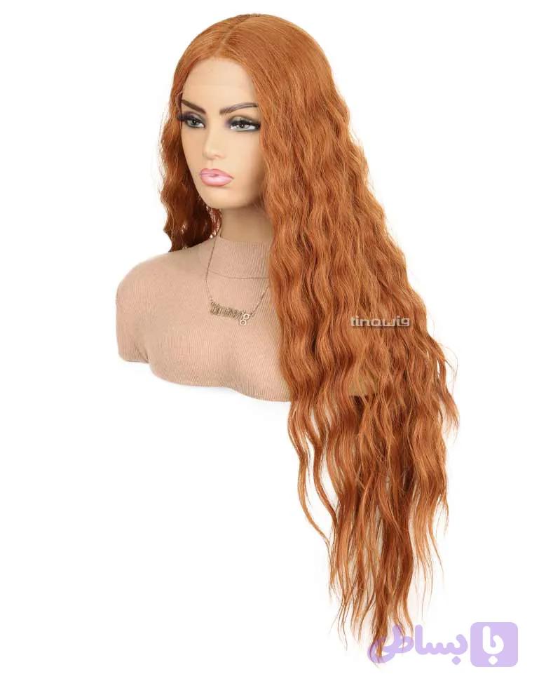 کلاه گیس زنانه کدALISA100-MC33 موی مصنوعی رنگ مسی هویجی — تصویر 1