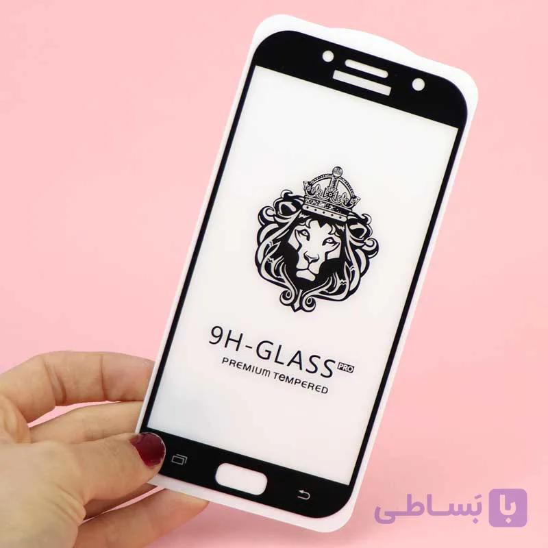 گلس تمام صفحه اورجینال شیر نشان گوشی سامسونگ (Galaxy A7 2017 (A720Glass Full Glue Screen Protector for Samsung A7 2017