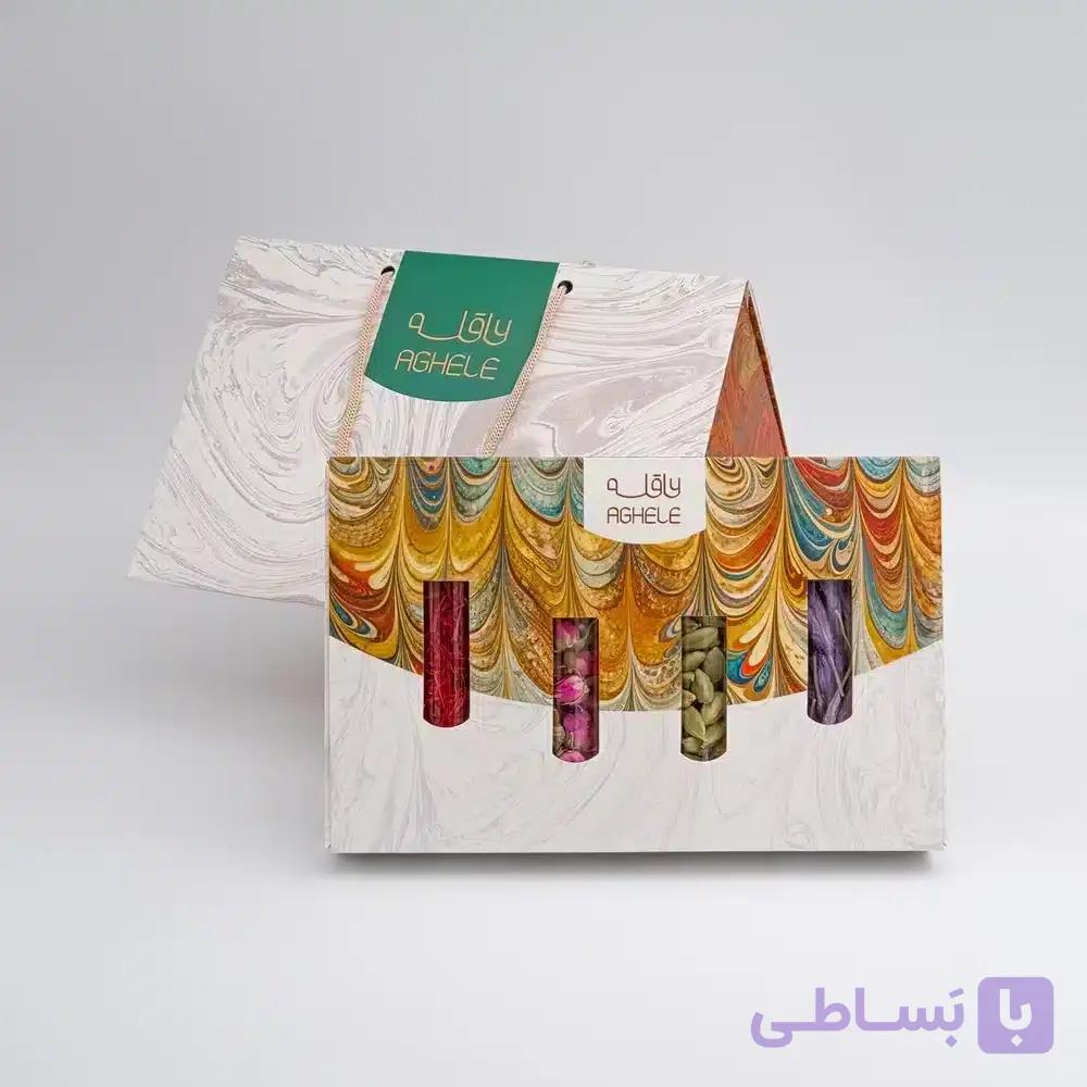 پک زعفران کادویی سوپر نگین 2 گرمی به همراه گل محمدی، هل و گلبرگ (کد 318) — تصویر 1