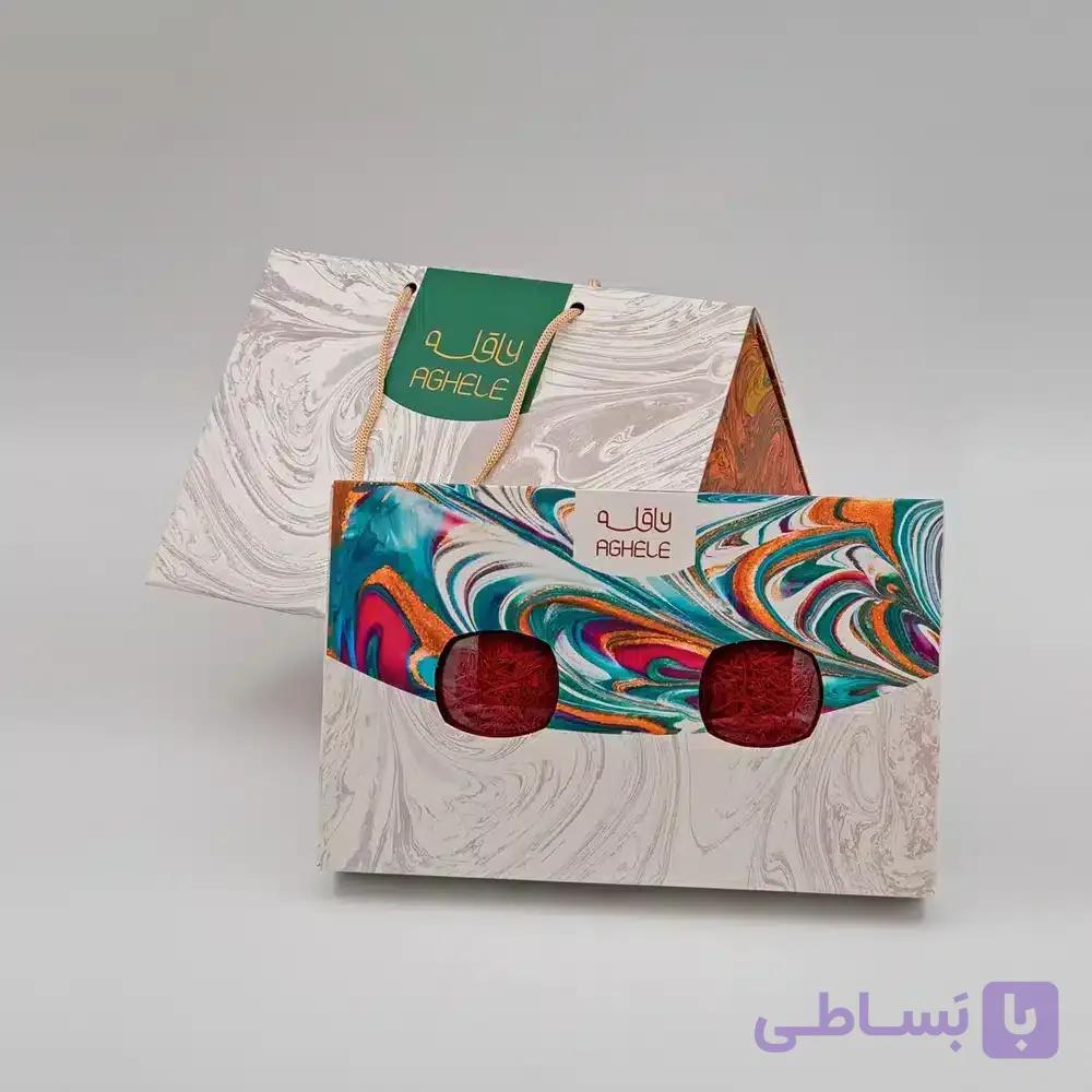 پک زعفران کادویی سوپر نگین 10 گرمی در ظرف خاتم (کد 325) — تصویر 1