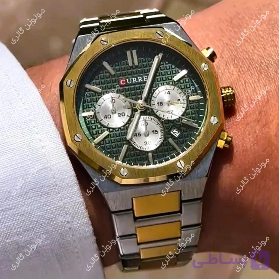 ساعت مچی مردانه کارن 8339 طلایی (کورن CURREN) سه موتور فعال
