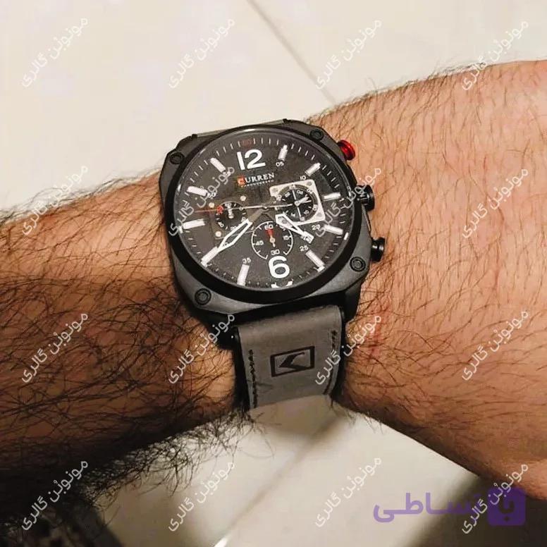 ساعت مچی مردانه کارن 8398 خاکستری-آبی (کورن CURREN) سه موتور فعال