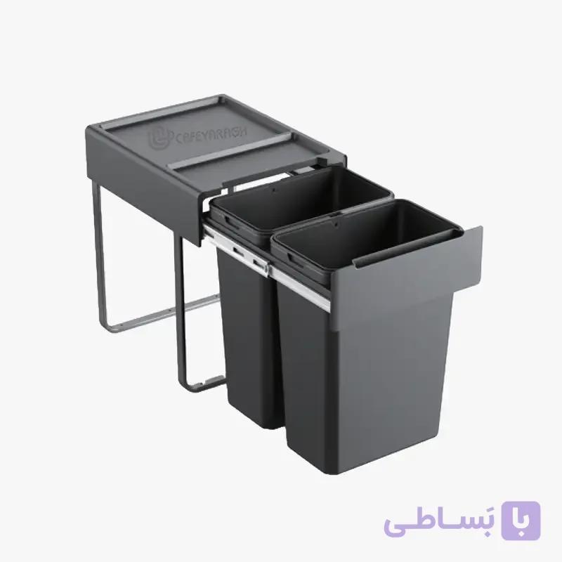 سطل زباله دوقلو آرامبند ملونی مدل 9198 — تصویر 1