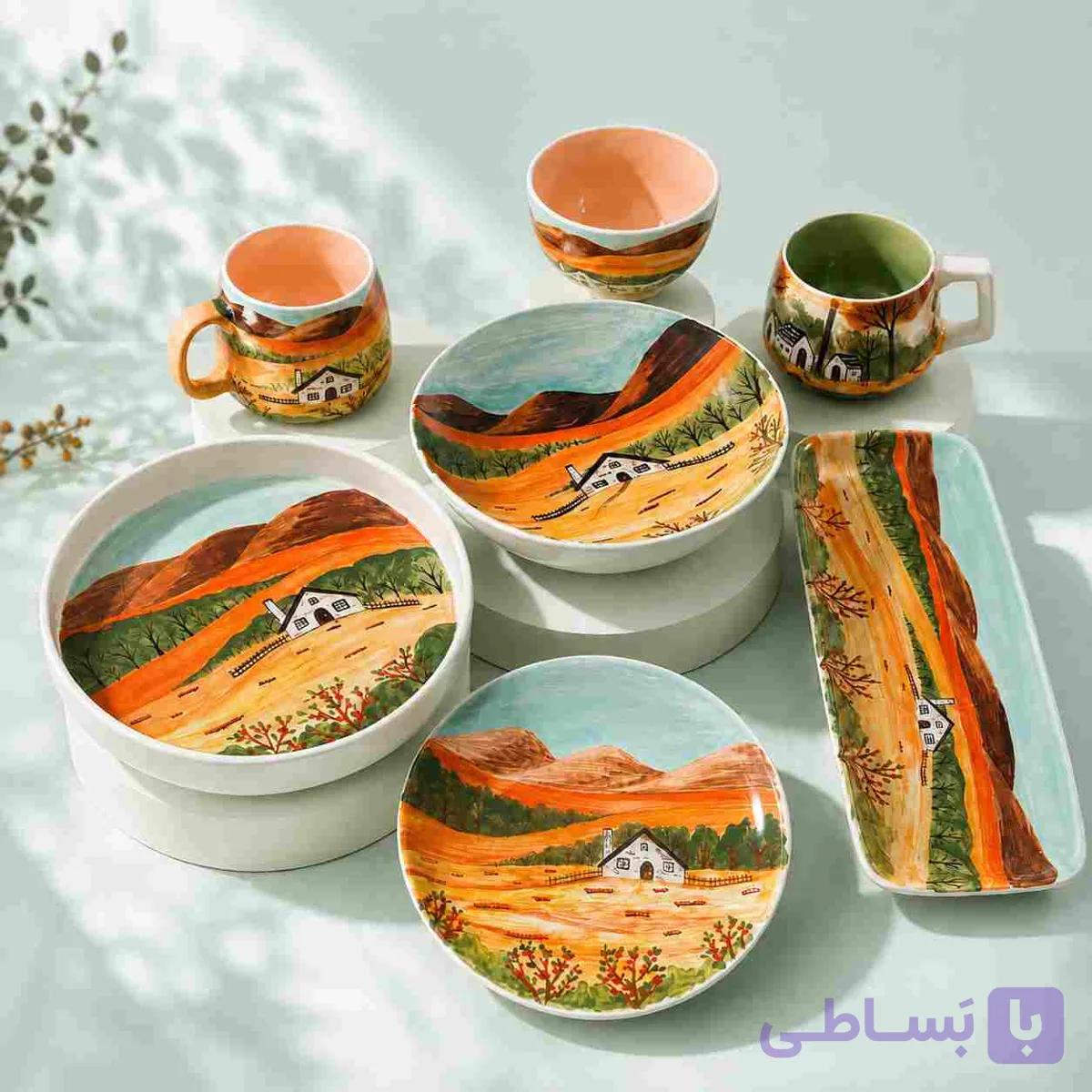 سرویس پذیرایی سرامیک نقاشی‌شده با دست(طرح پاییز) — تصویر 1
