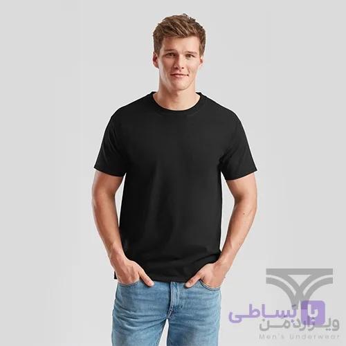 پک 2 تایی تیشرت مردانه اورجینال وارداتی Fruit of the Loom یقه گرد مشکی Crew Neck — تصویر 1