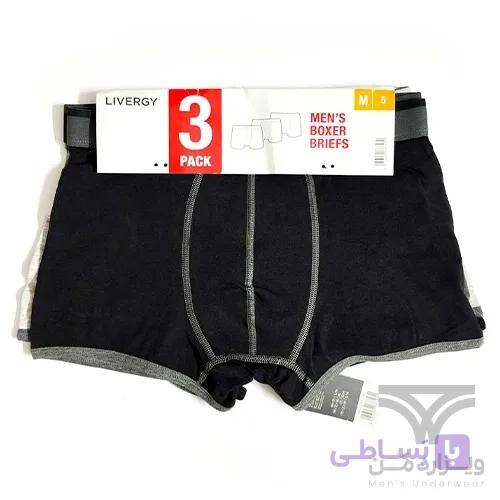 پک 3 تایی شورت مردانه پادار اورجینال لیورجی Livergy آلمان وارداتی مشکی طوسی سبز — تصویر 1