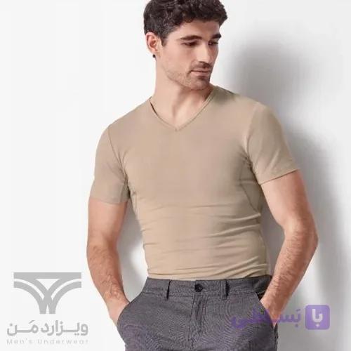 زیرپوش نیم آستین | تیشرت مردانه جاذب رطوبت یقه هفت کرم اورجینال وارداتی برند اسمارا من (Livergy) Esmara Men آلمان — تصویر 1