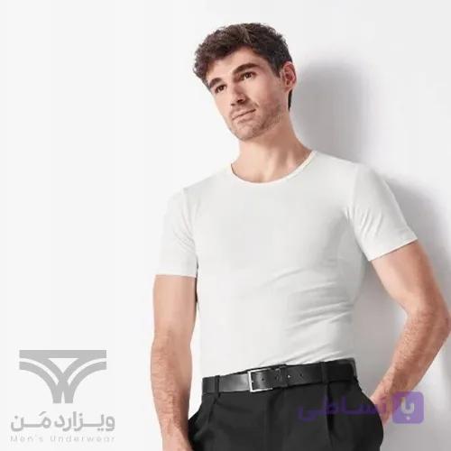زیرپوش نیم آستین | تیشرت مردانه جاذب رطوبت یقه گرد سفید اورجینال وارداتی برند اسمارا من (Livergy) Esmara Men آلمان — تصویر 1