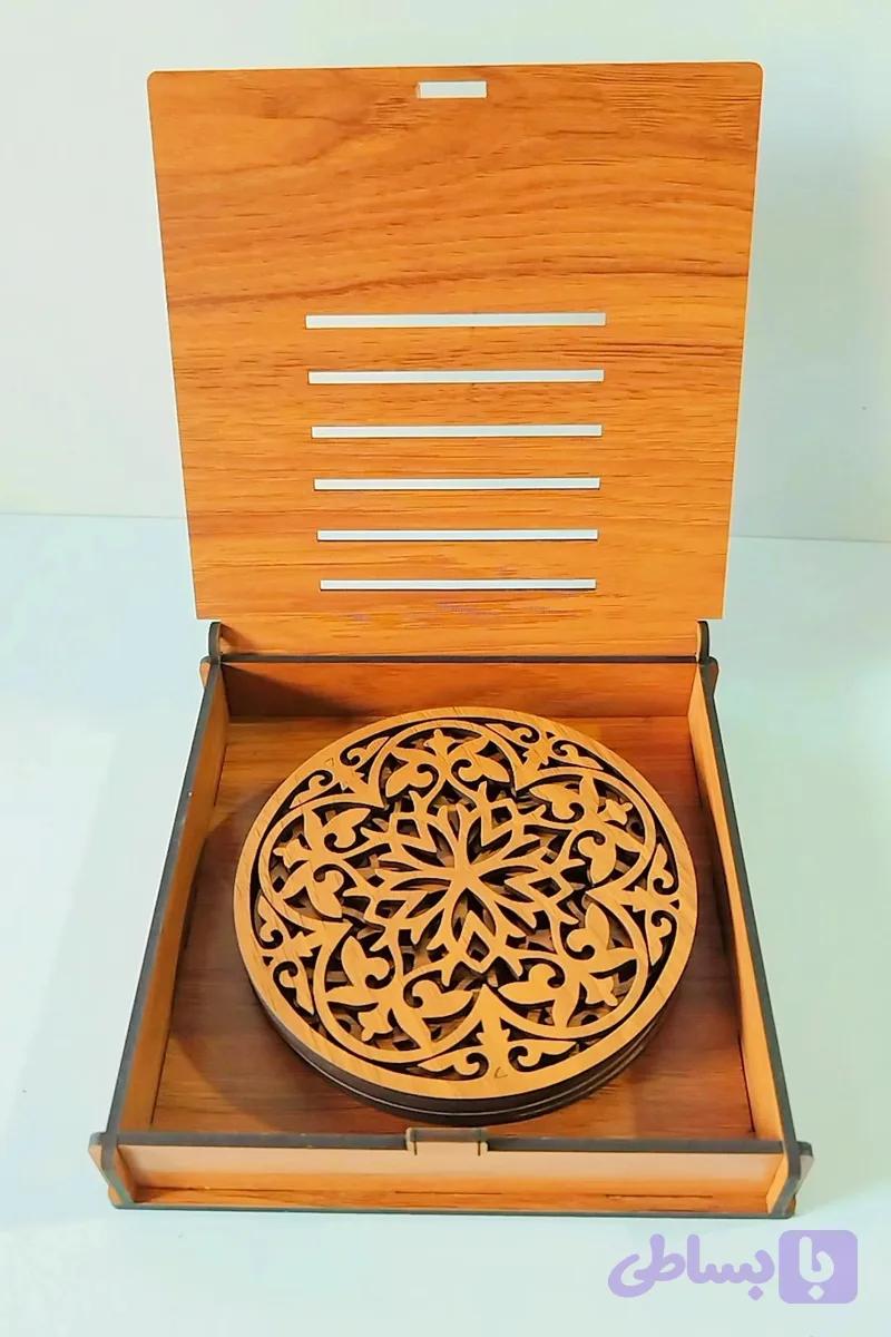 زیرلیوانی چوبی طرحدرا کد 603