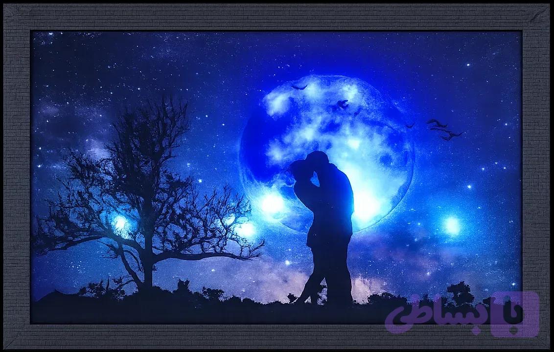 تابلو نوری عاشقانه ماه و آسمان پرستاره