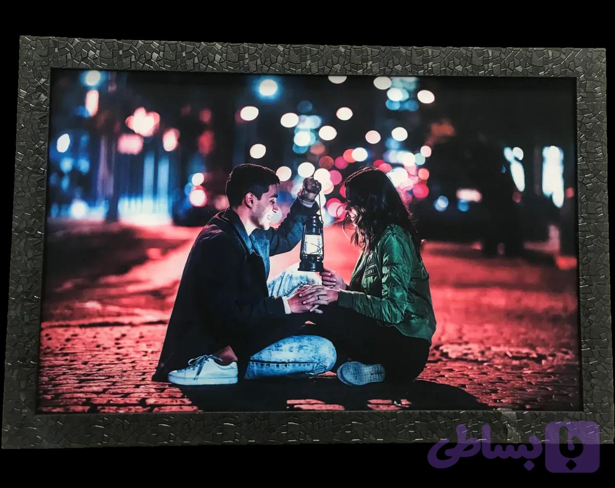 تابلو نوری عاشقانه طرح زوج عاشق در شب