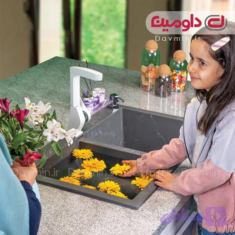 سینک گرانیتی دو لگن بدون سینی کد D309 — تصویر 1