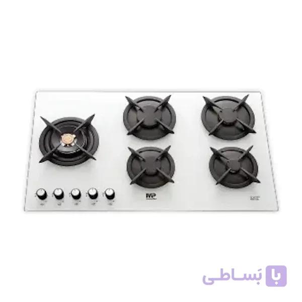 مستر پلاس گاز پنج شعله شیشه ای سفید 241W