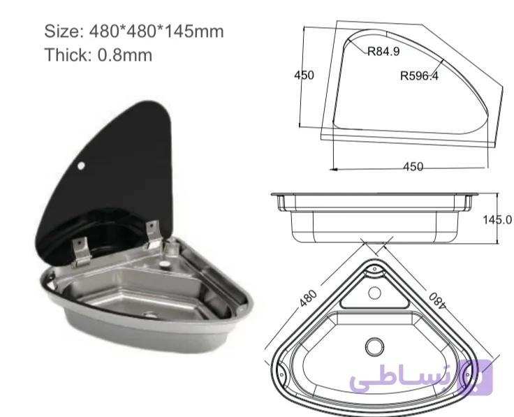 سینک کنج مخصوص کمپر و کاروان – چپ