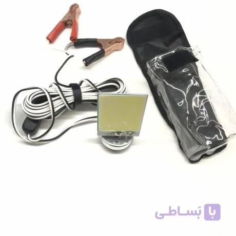 چراغ کمپینگ و روشنایی ۱۲ ولت با گیره باتری و پنل COB