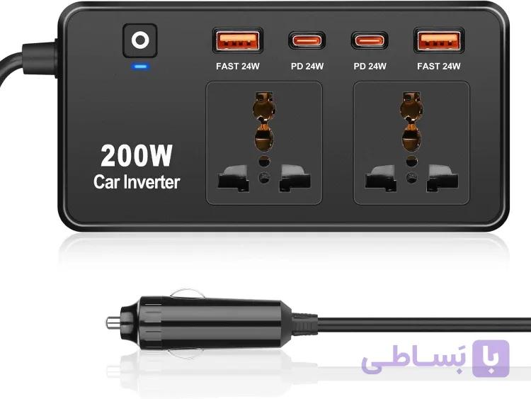 اینورتر فندکی خودرو مدل 200 وات — تصویر 1