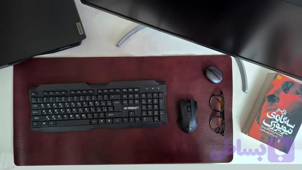 دسک مت چرم زرشکی (Desk Mat) — تصویر 1
