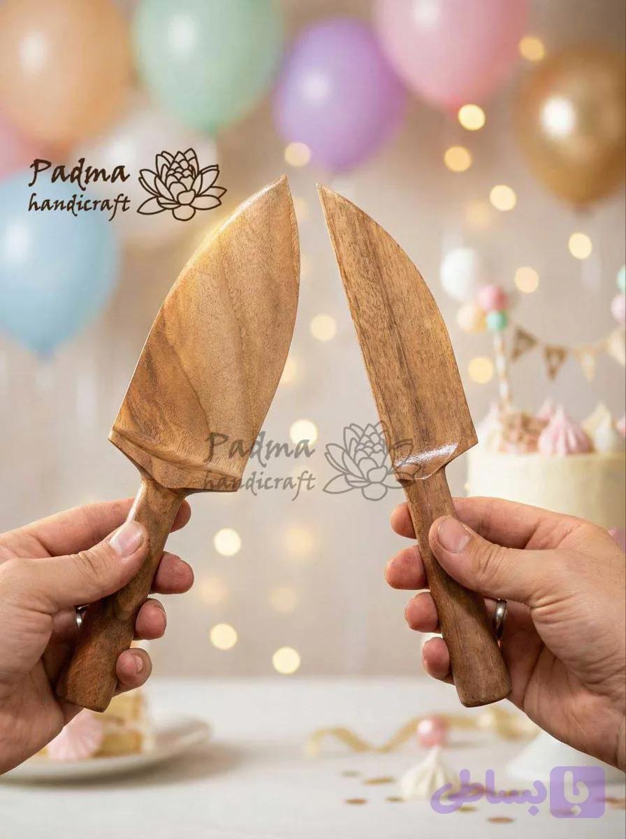 کفگیر اسلایس کیک و چاقو چوبی