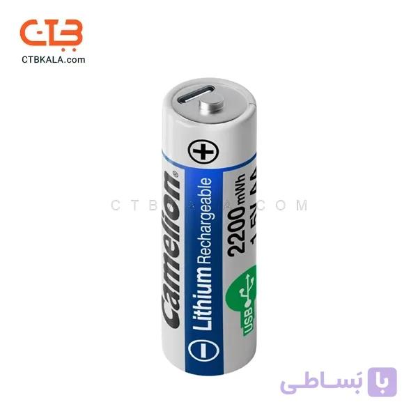 باتری قلمی لیتیوم قابل شارژ کملیون 1.5VLi-AA2200 بسته دو عددی ظرفیت ۲۲۰۰mWh — تصویر 1