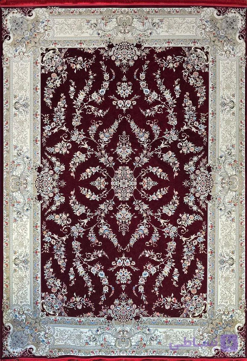فرش قرمز ماشینی 1200 شانه طرح ارغوان روناسی — تصویر 1
