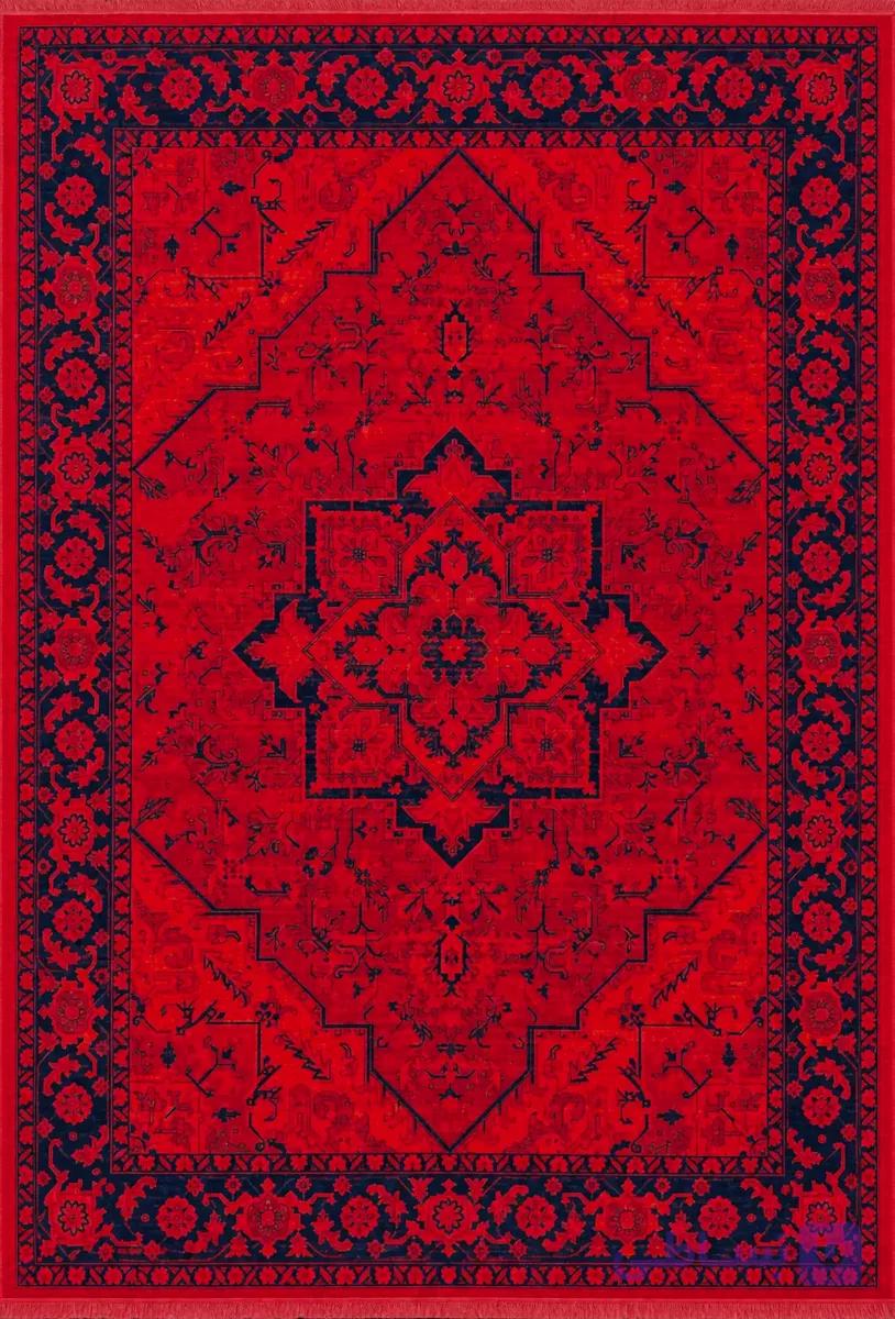 فرش ماشینی نقش کهن کد 6034 لاکی — تصویر 1