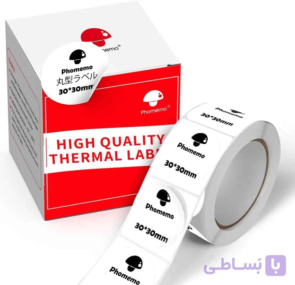 رول دایره ای شفاف طرحدار پرینتر حرارتی لیبل زن phomemo دایره قطر ۳ سانتی متر تعداد ۲۰۰لیبل — تصویر 1