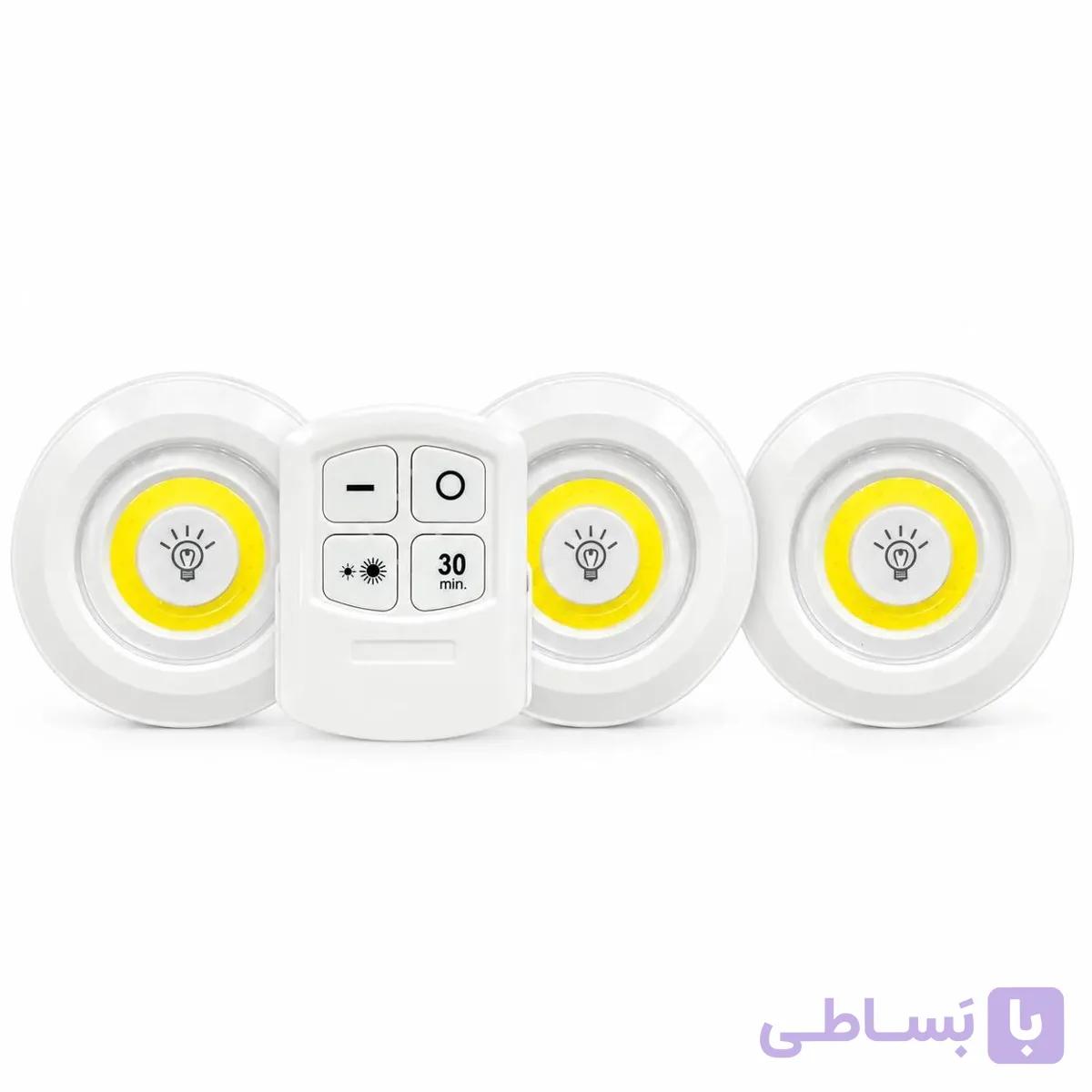 چراغ کابینتی LED بی‌سیم ۳ عددی با ریموت کنترل و تایمر ۳۰ دقیقه — تصویر 1
