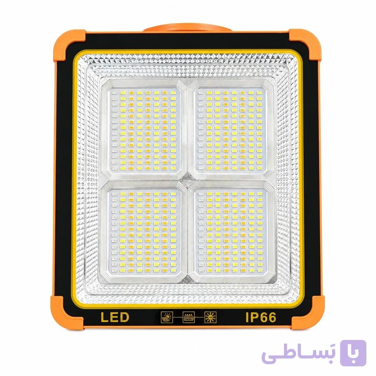 پروژکتور خورشیدی LED چهار پنل IP66 | مناسب فضای باز و کمپینگ — تصویر 1