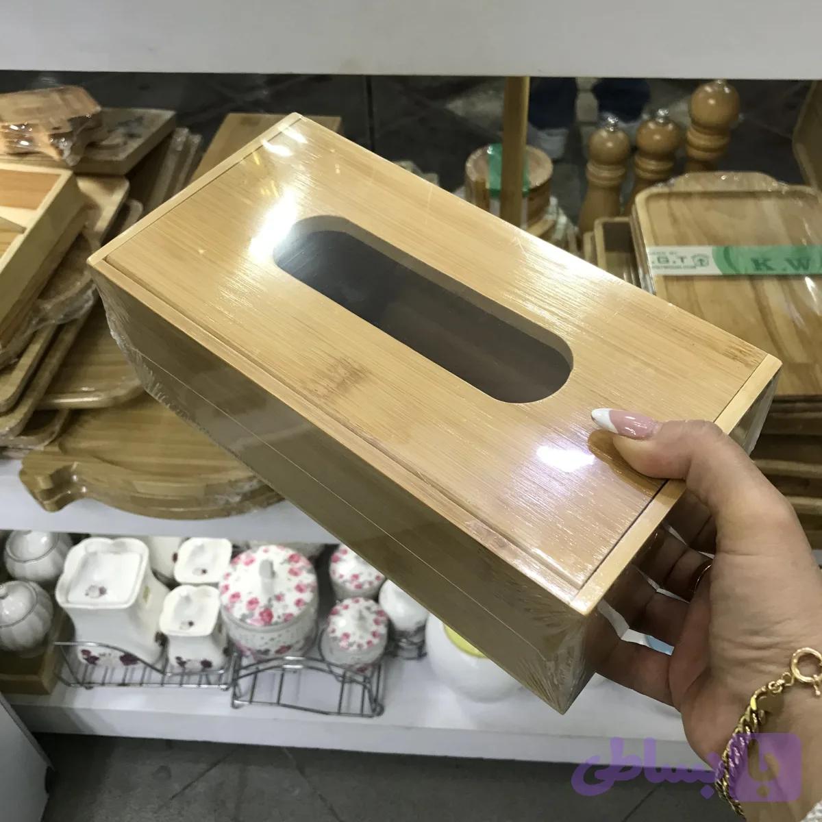 جای دستمال کاغذی بامبو — تصویر 1