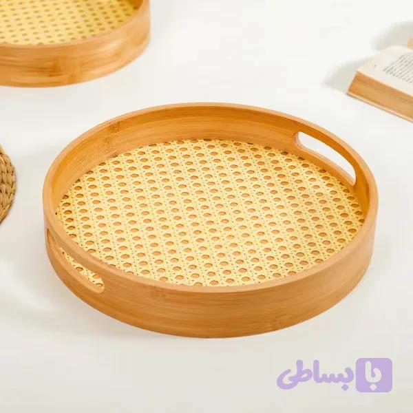 سینی بامبو گرد کف حصیری — تصویر 1