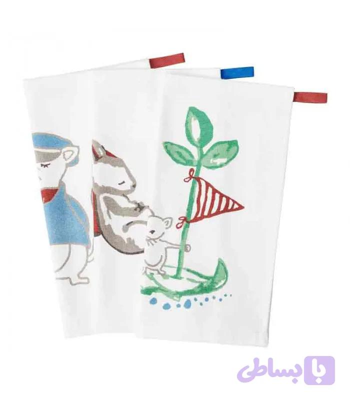 دستمال کودک آیکیا، مدل RÖDHAKE، پنبه/ طرحدار ، 3 عددی، 30×30 سانتی متر — تصویر 1
