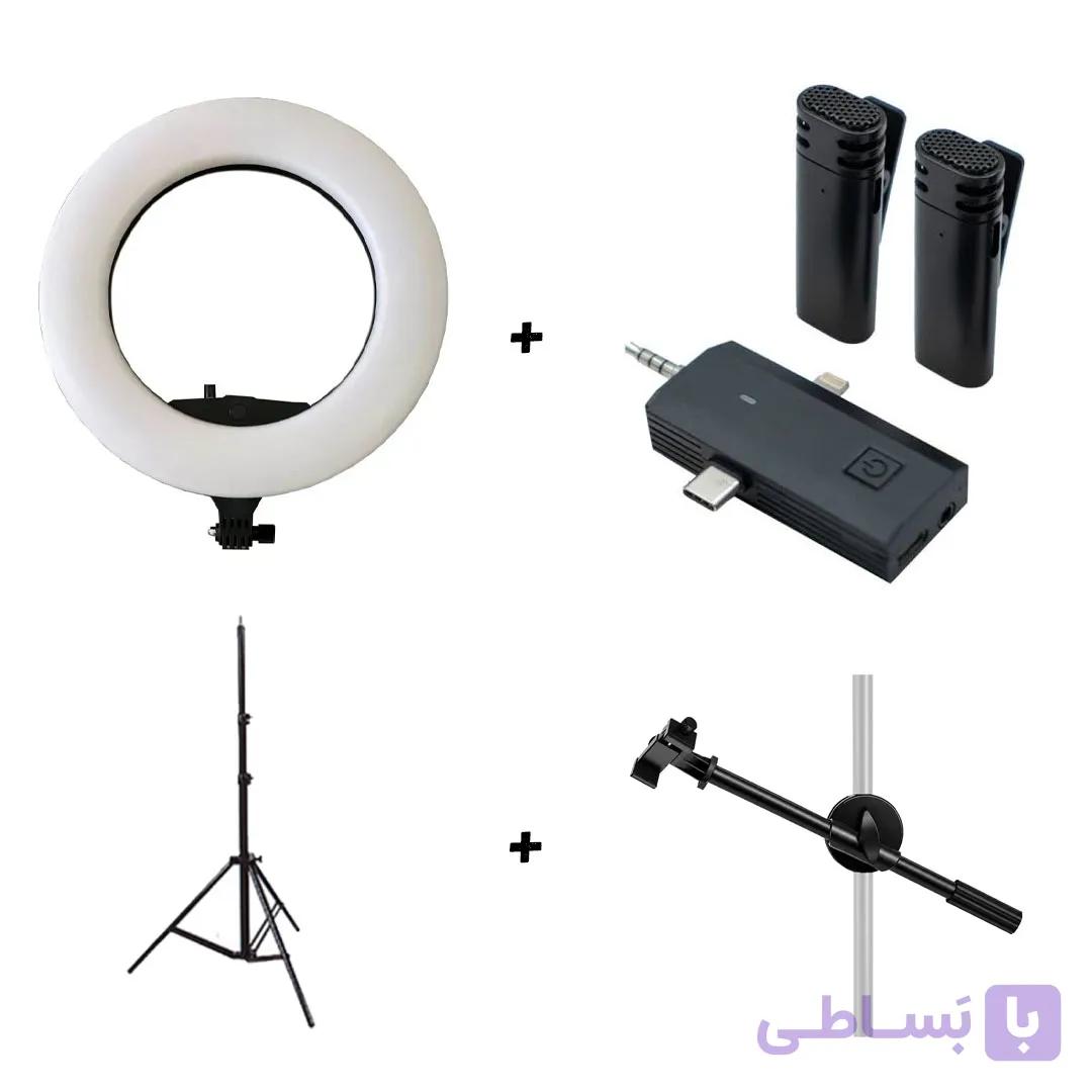 کیت رینگ لایت VERTA 3161 II + کیت پایه نور تی + هولدر گوشی + میکروفون S17S ANSWER
