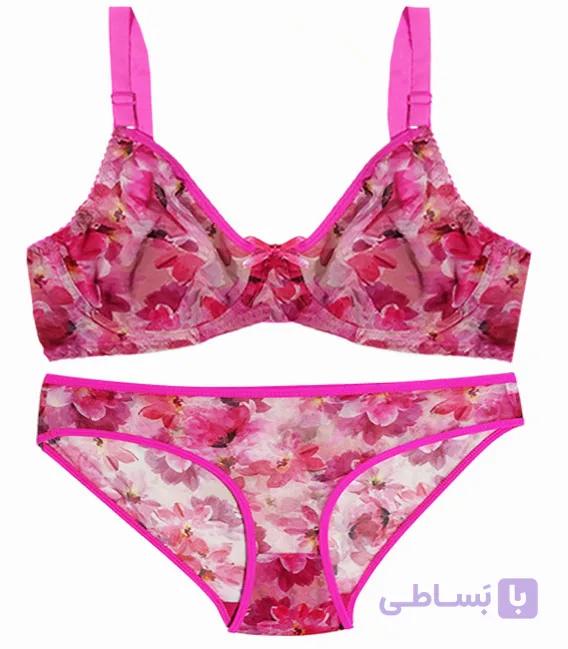 ست شورت و سوتین فنردار تور طرح گل درشت ژوبین کد 444 — تصویر 1