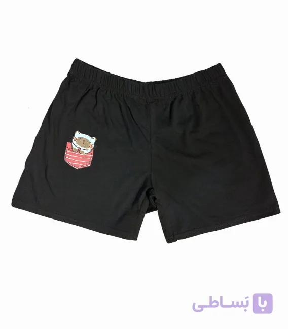 شورتک زنانه نخی کد 102 مشکی — تصویر 1