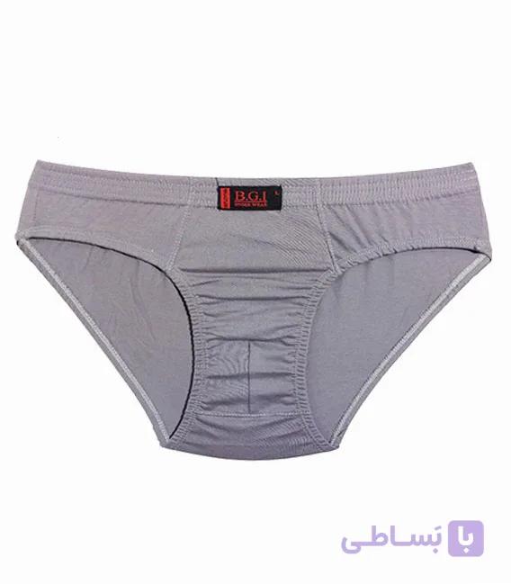 شورت مردانه اسلیپ نخی B.G.I طرح ساده کد M-1003 طیف طوسی — تصویر 1
