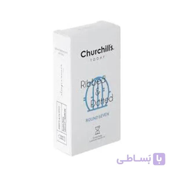 کاندوم چرچیلز خاردار شیاردار تاخیری مدل Ribbed & Dotted سفید 3 عددی