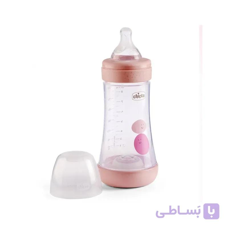 شیشه شیر صورتی ضد کولیک چیکو chicco مدل intui flow