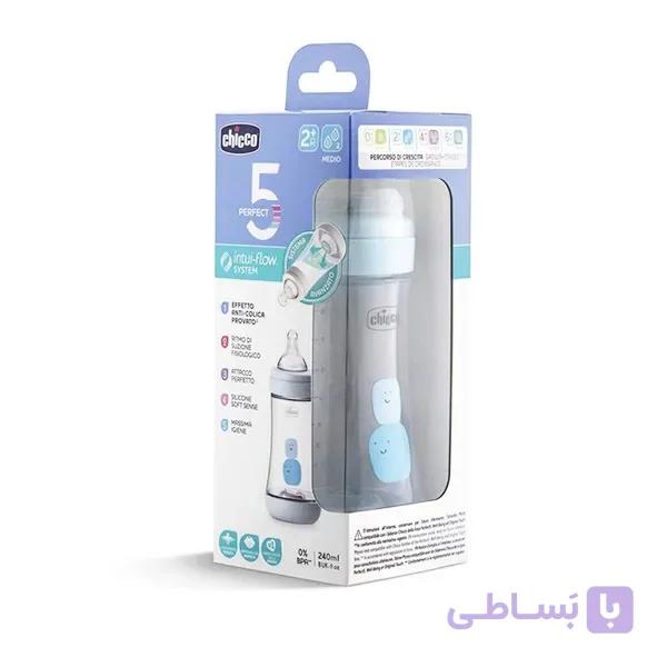 شیشه شیر آبی ضد کولیک چیکو chicco مدل intui flow — تصویر 1