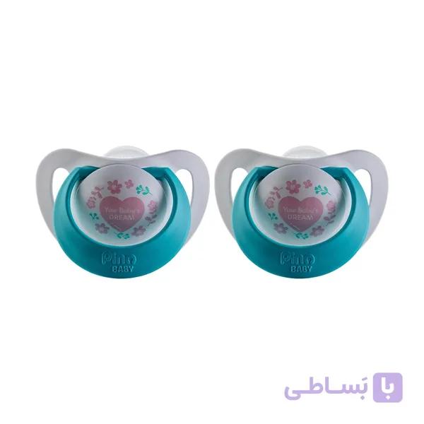 پستانک ارتودنسی پینو بیبی دسته سبز آبی سایز 6 _ 18 بسته دو عددی — تصویر 1
