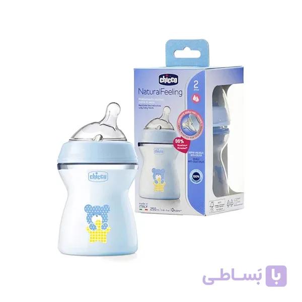 شیشه شیر نچرال فیلینگ 250 میل natural feeling چیکو آبی Chicco