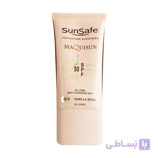کرم ضد آفتاب سان سیف spf 50 کرم پودری و پرایمری بژ عاجی NC 10 مکیسان — تصویر 1