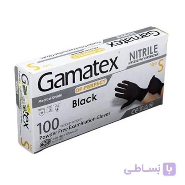 دستکش پزشکی لاتکس GAMATEX مشکی سایز S — تصویر 1