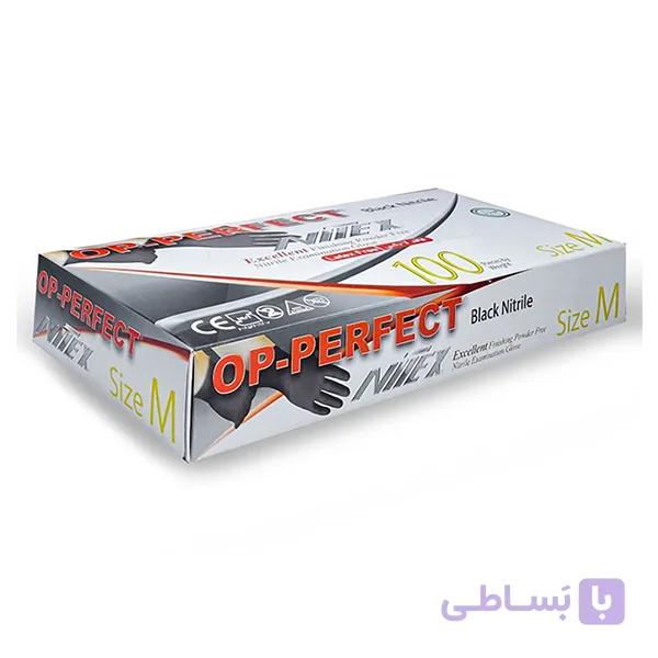 دستکش پزشکی لاتکس OP-PERFECT مشکی سایز مدیوم — تصویر 1